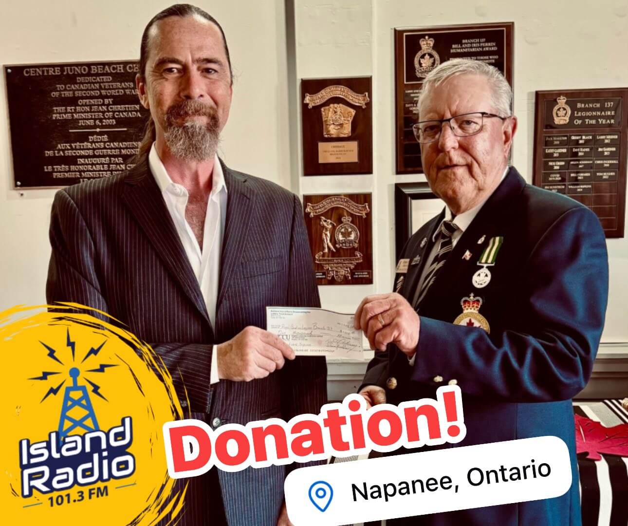 Island Radio donates to Napanee Legion