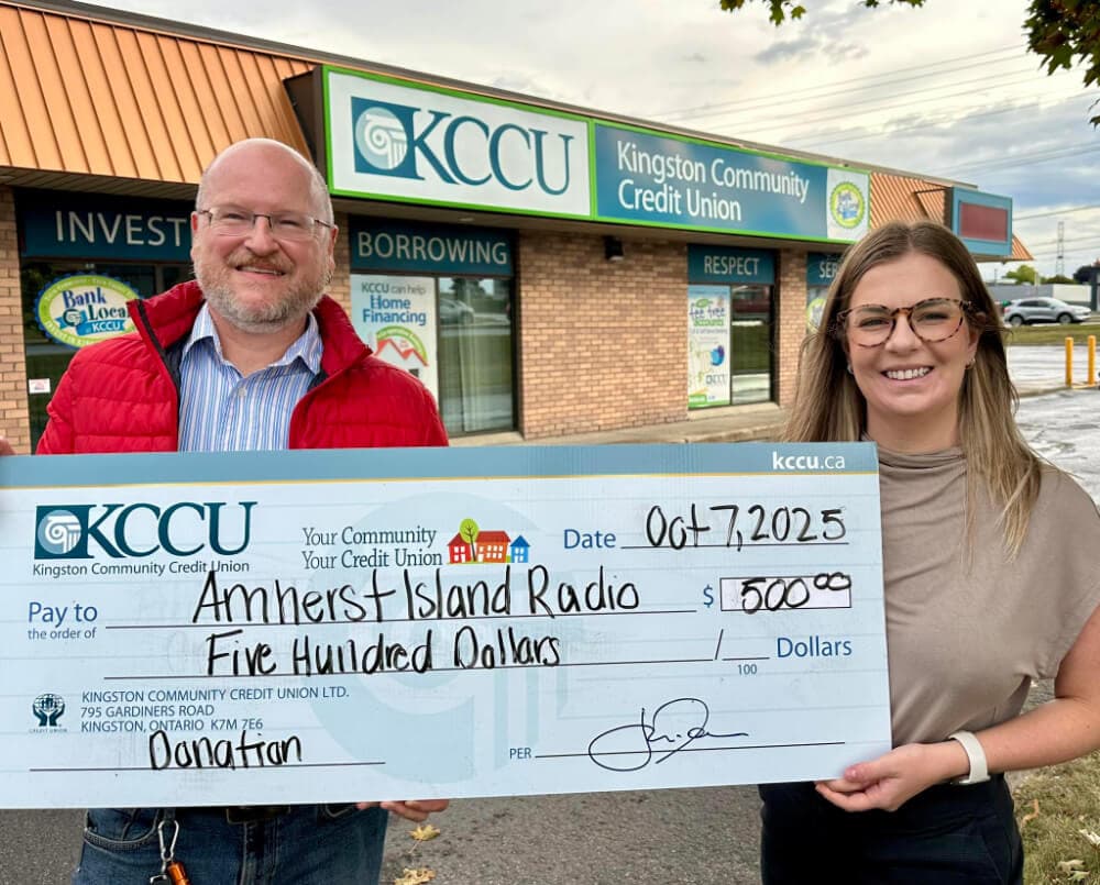 Large cheque presentation at Island Radio